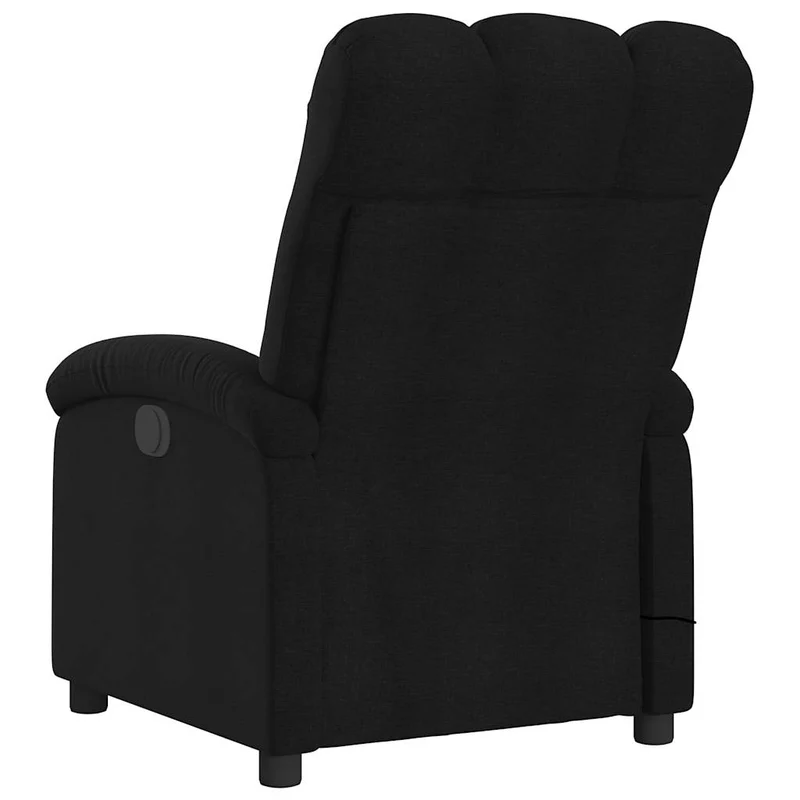 Fauteuil de relaxation TV fonction massage inclinable 6 points de massage en tissu noir DEC027065