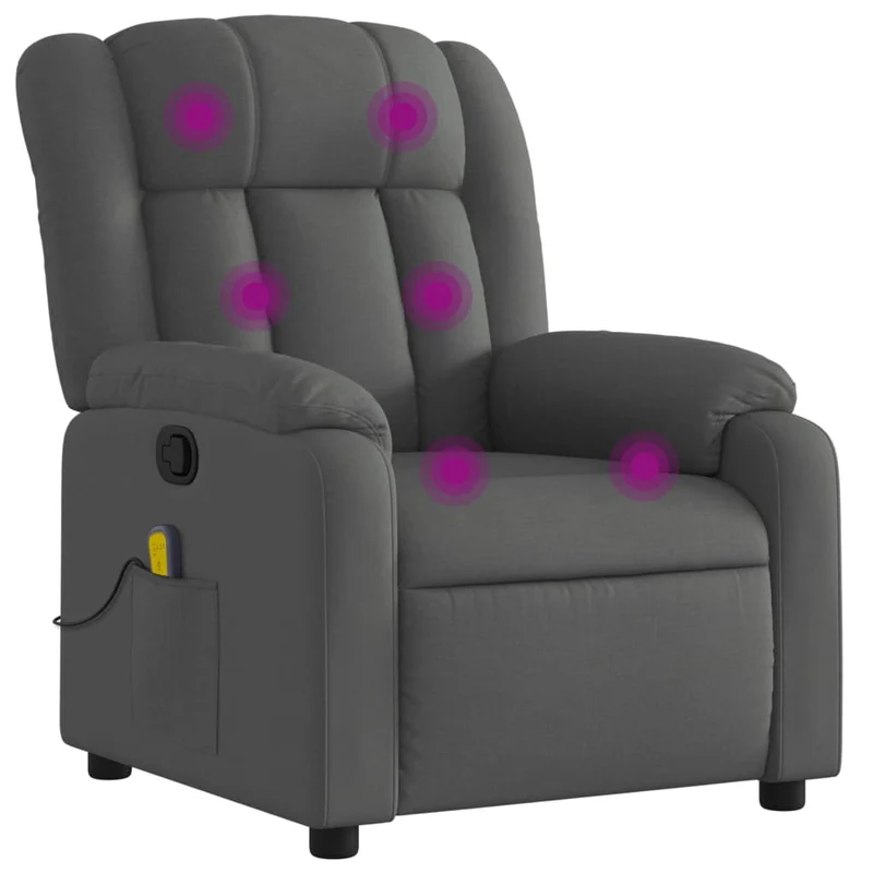 Fauteuil de relaxation TV fonction massage inclinable 6 points de massage en tissu gris foncé tissu DEC026961