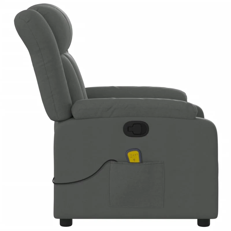 Fauteuil de relaxation TV fonction massage inclinable 6 points de massage en tissu gris foncé tissu DEC026961