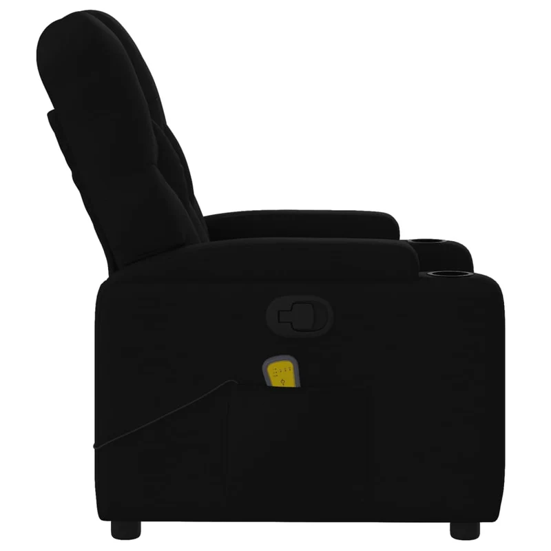 Fauteuil de relaxation TV fonction massage inclinable massage par vibrations par 6 points en tissu noir DEC027061