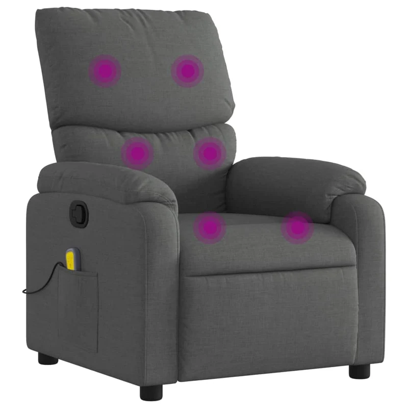 Fauteuil de relaxation TV fonction massage inclinable massage par vibrations par 6 points en tissu gris foncé DEC026955