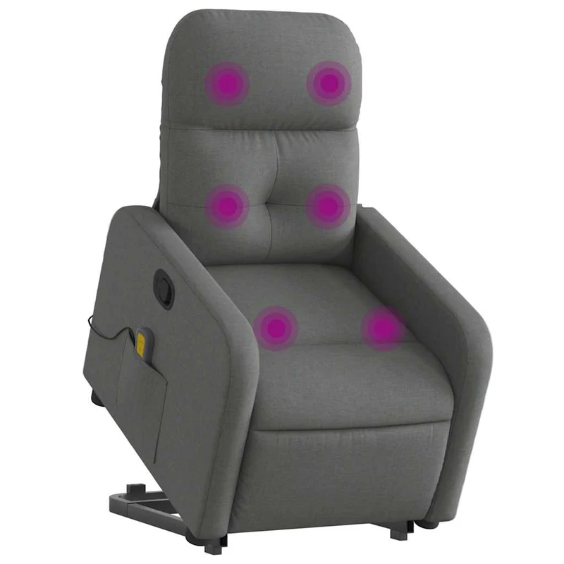Fauteuil de relaxation TV fonction massage inclinable 6 points de massage en tissu gris foncé DEC026953