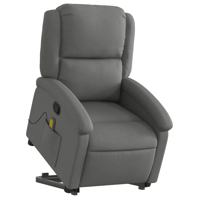 Fauteuil de relaxation TV fonction massage inclinable 6 points de massage en tissu gris foncé DEC026946