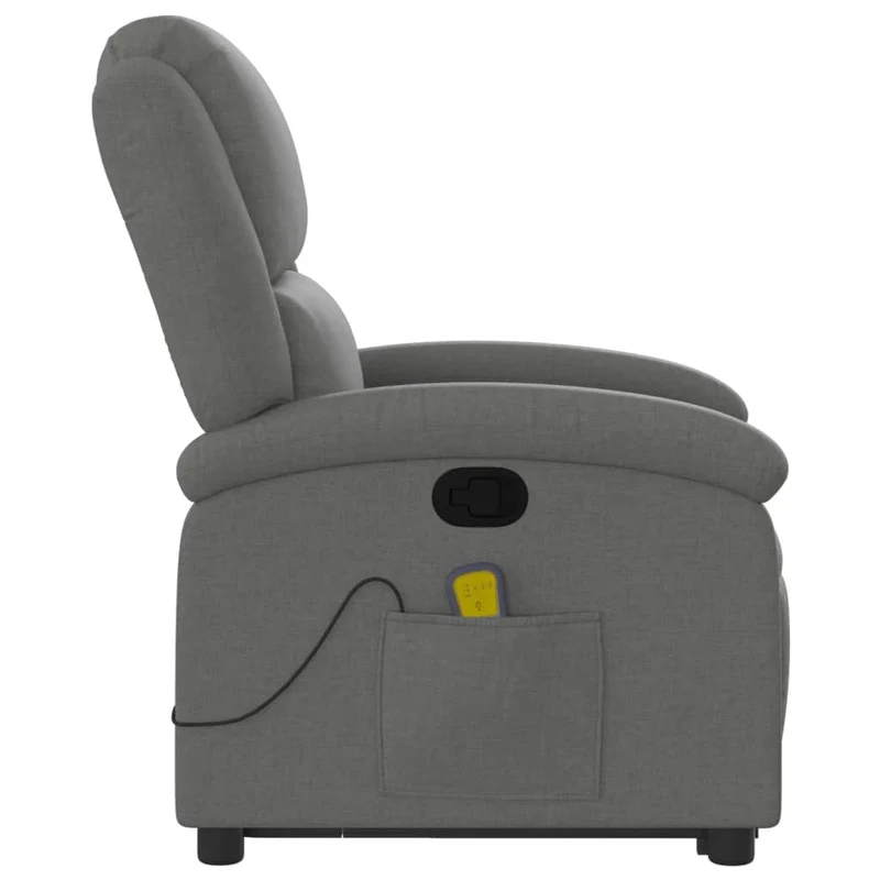Fauteuil de relaxation TV fonction massage inclinable 6 points de massage en tissu gris foncé DEC026946