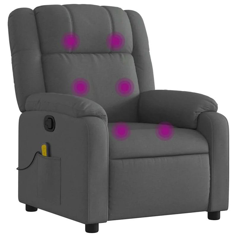 Fauteuil de relaxation TV fonction massage inclinable massage par vibrations par 6 points en tissu gris foncé tissu DEC026936