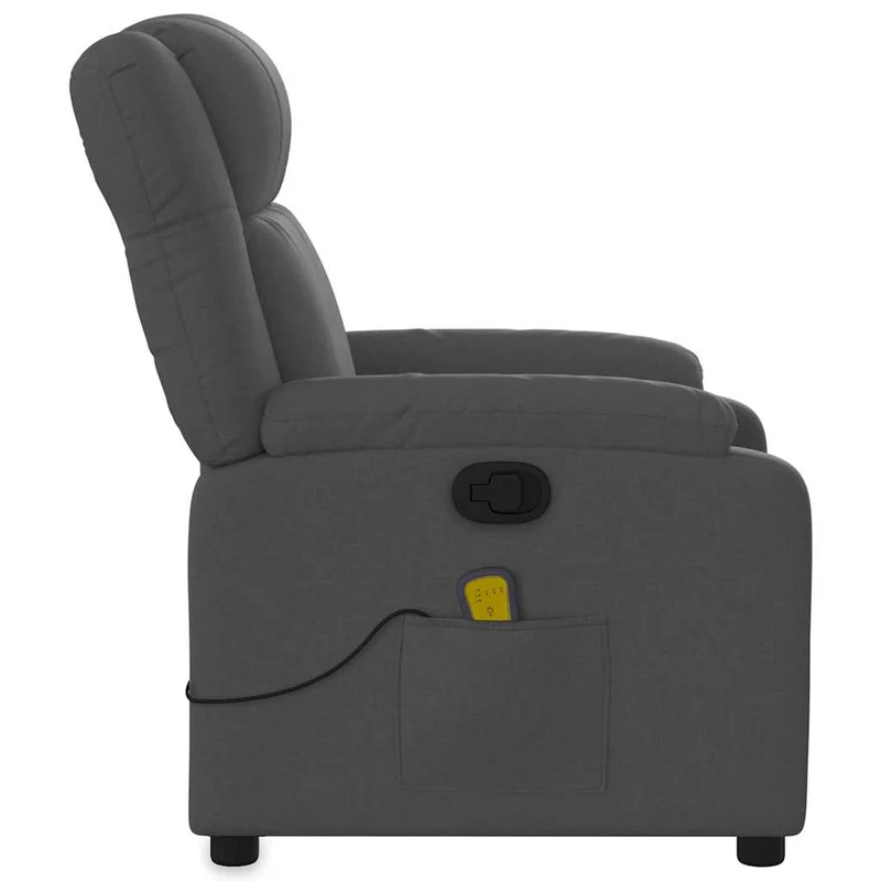 Fauteuil de relaxation TV fonction massage inclinable massage par vibrations par 6 points en tissu gris foncé tissu DEC026936