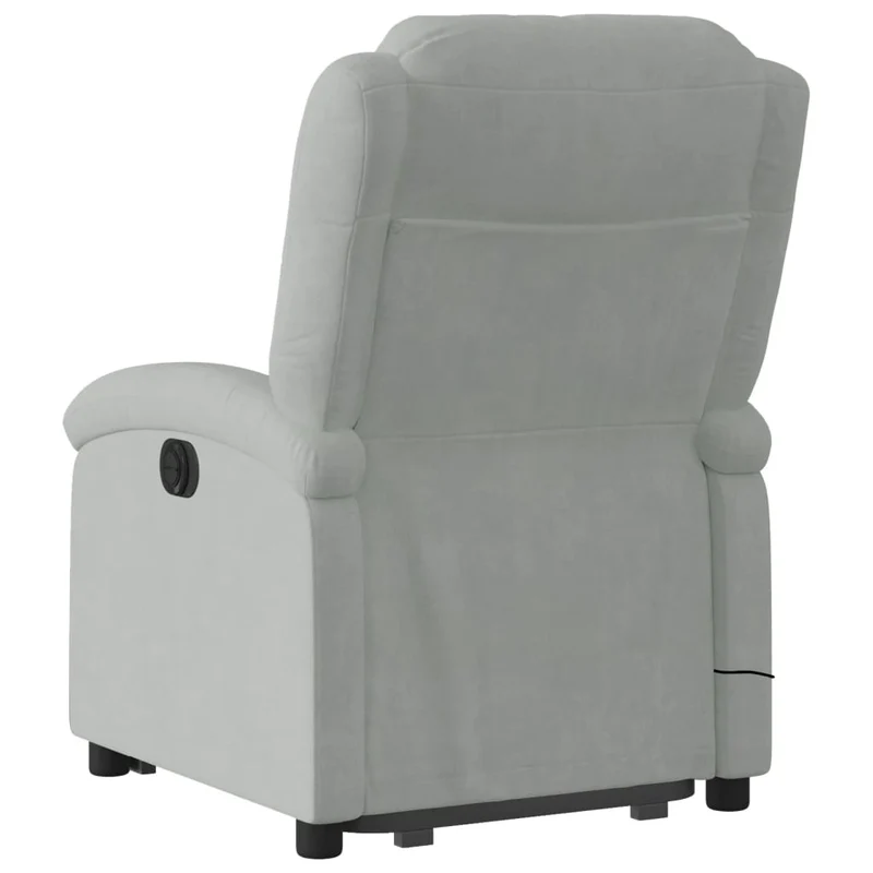 Fauteuil de relaxation TV fonction massage inclinable en tissu gris clair velours DEC026934