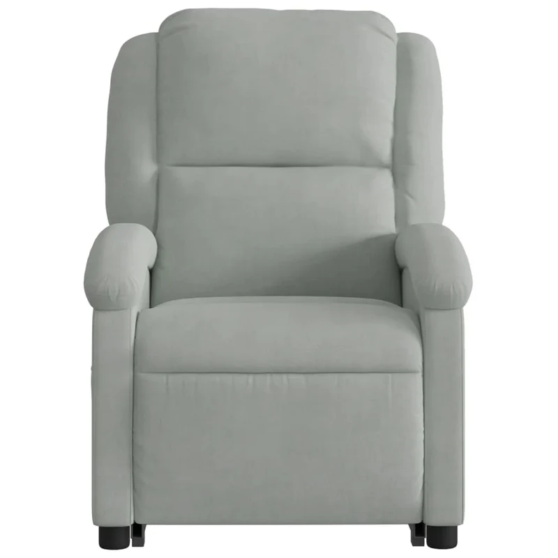 Fauteuil de relaxation TV fonction massage inclinable en tissu gris clair velours DEC026934