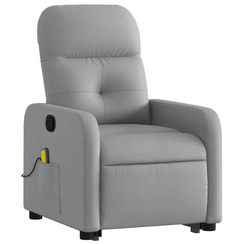 Fauteuil de relaxation TV fonction massage inclinable 6 points de massage en tissu gris clair tissu DEC026929