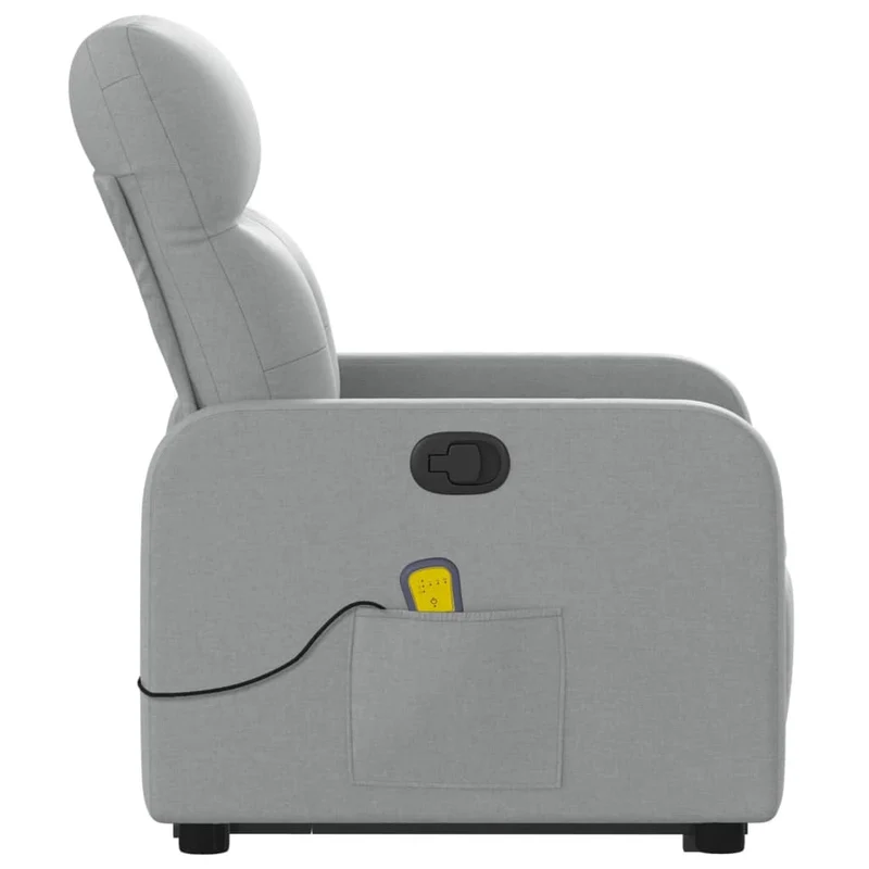 Fauteuil de relaxation TV fonction massage inclinable 6 points de massage en tissu gris clair tissu DEC026929