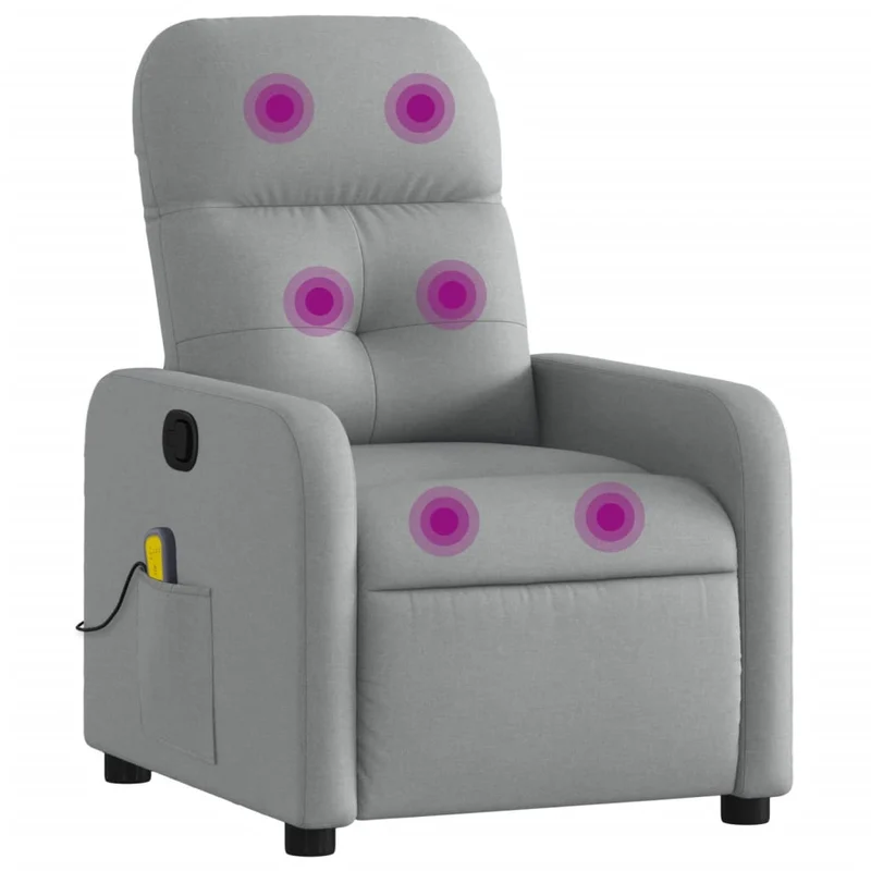 Fauteuil de relaxation TV fonction massage inclinable 6 points de massage en tissu gris clair DEC026922
