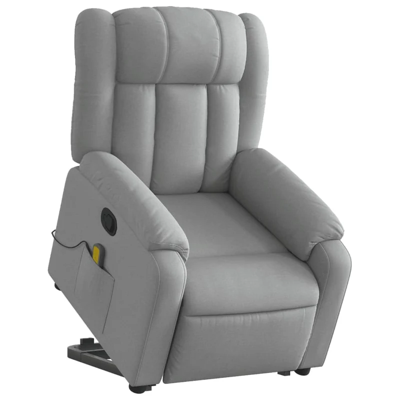 Fauteuil de relaxation TV fonction massage inclinable massage par vibrations par 6 points en tissu gris clair tissu DEC026920
