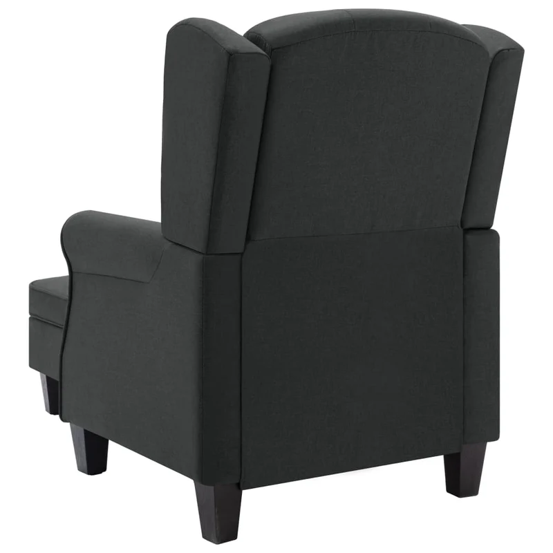 Fauteuil lounge design moderne avec repose-pied en tissu gris foncé capitonné DEC026834