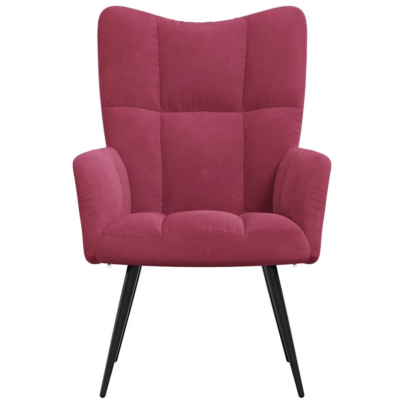 Fauteuil lounge chaise de canapé chambre design moderne en tissu velours rouge bordeaux DEC026767