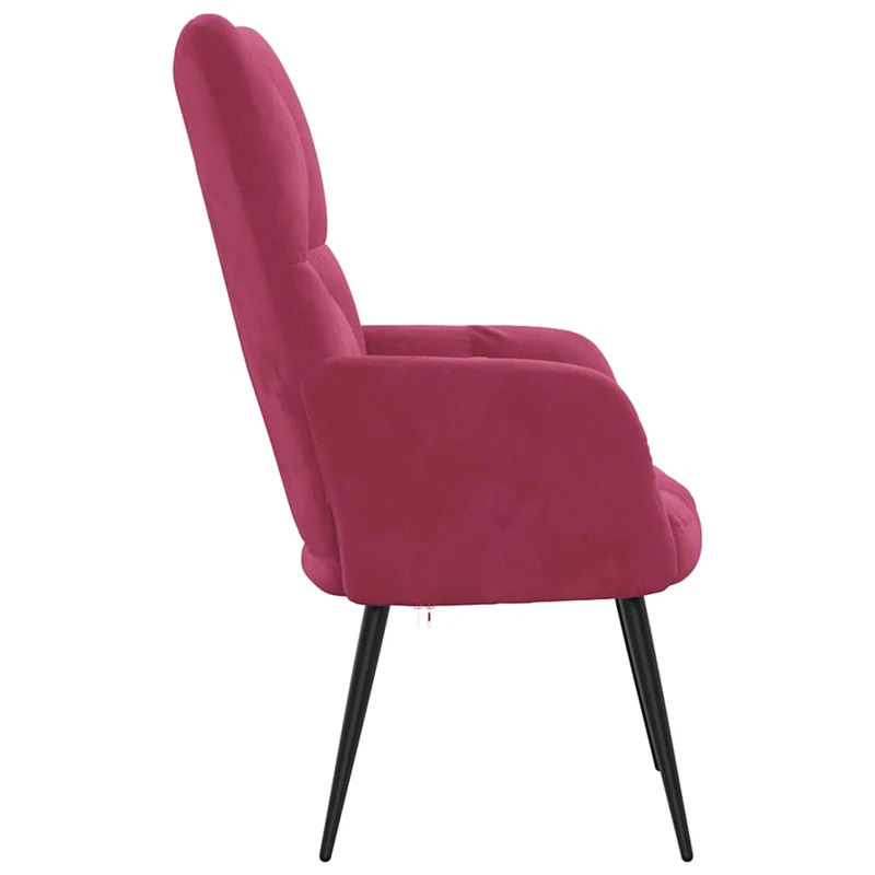 Fauteuil lounge chaise de canapé chambre design moderne en tissu velours rouge bordeaux DEC026767
