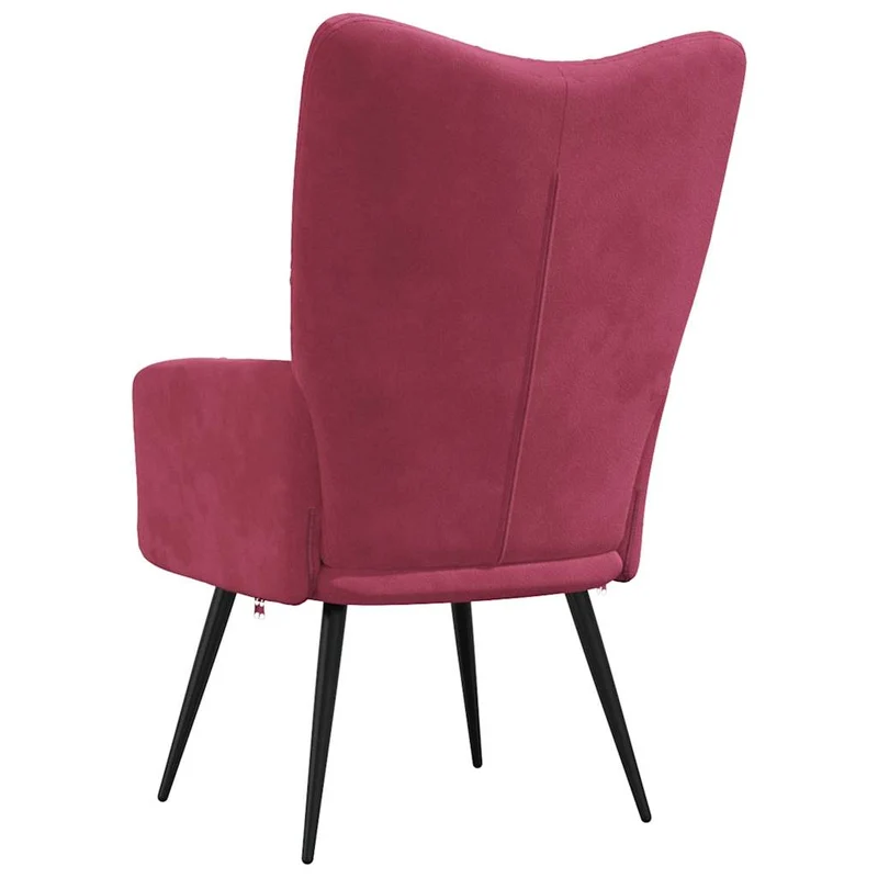 Fauteuil lounge chaise de canapé chambre design moderne en tissu velours rouge bordeaux DEC026767