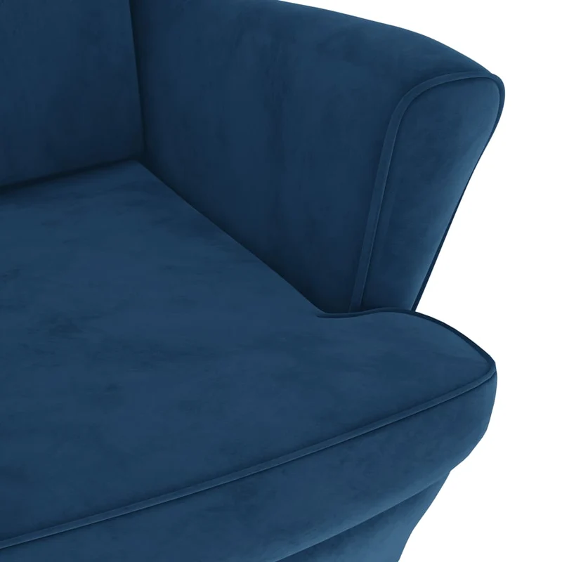 Fauteuil lounge fauteuil de salon chambre confortable avec accoudoirs en velours bleu DEC026857