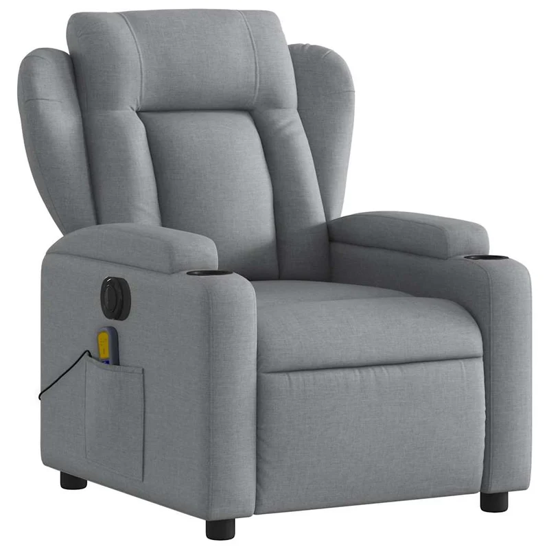 Fauteuil de relaxation TV fonction massage inclinable électrique en tissu gris clair DEC027163