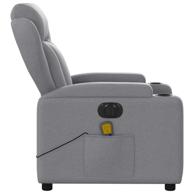 Fauteuil de relaxation TV fonction massage inclinable électrique en tissu gris clair DEC027163