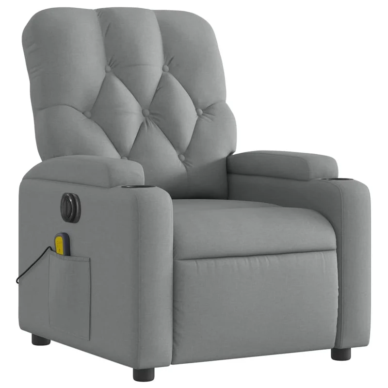 Fauteuil de relaxation TV fonction massage inclinable électrique en tissu gris clair DEC027158