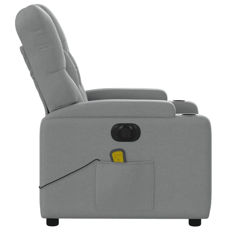 Fauteuil de relaxation TV fonction massage inclinable électrique en tissu gris clair DEC027158