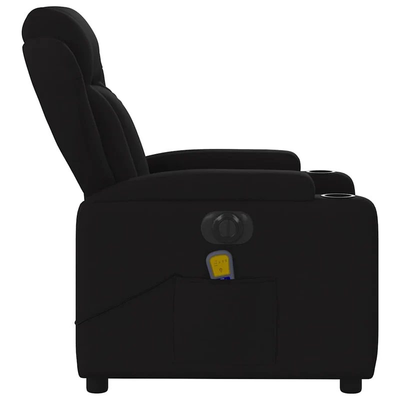 Fauteuil de relaxation TV fonction massage inclinable électrique 6 points de massage en tissu noir DEC027223