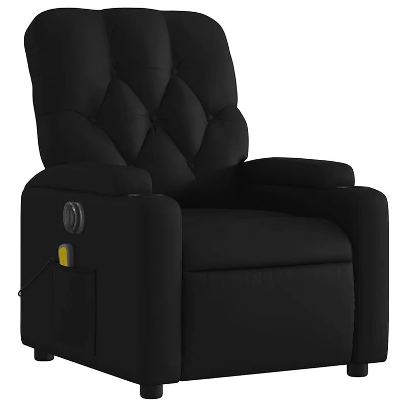 Fauteuil de relaxation TV fonction massage inclinable électrique 6 points de massage en PVC noir DEC027217