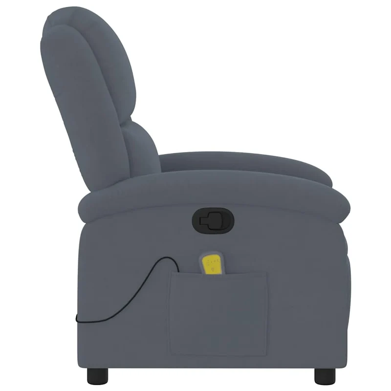 Fauteuil de relaxation TV fonction massage inclinable 6 points de massage en tissu velours gris foncé DEC026965