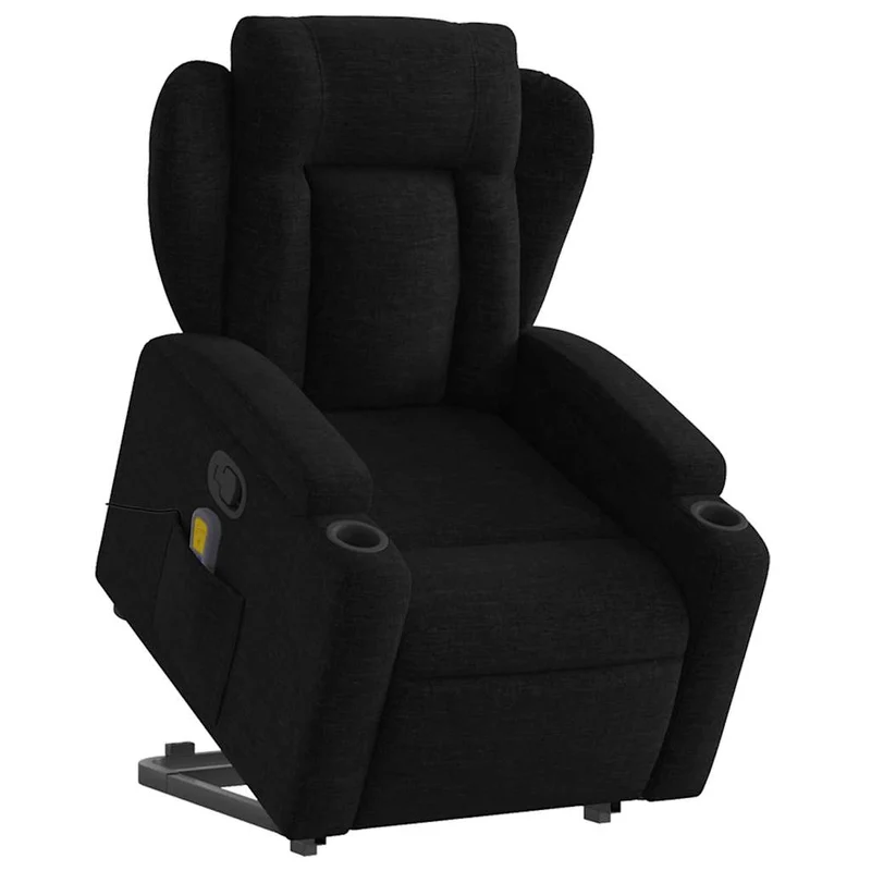 Fauteuil de relaxation TV fonction massage inclinable levage électrique en tissu noir DEC027064