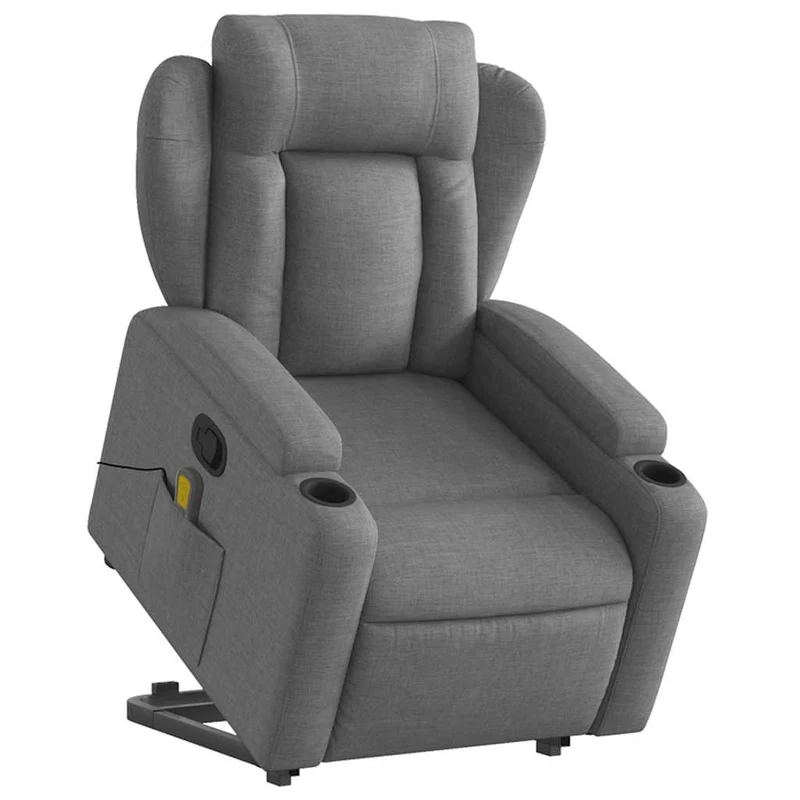 Fauteuil de relaxation TV fonction massage inclinable et levage électrique en tissu gris foncé DEC026959