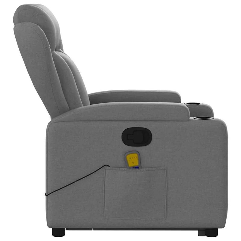 Fauteuil de relaxation TV fonction massage inclinable et levage électrique en tissu gris foncé DEC026959