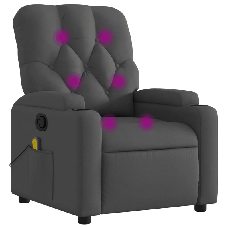 Fauteuil de relaxation TV fonction massage 6 points de massage inclinable en tissu gris foncé DEC026956