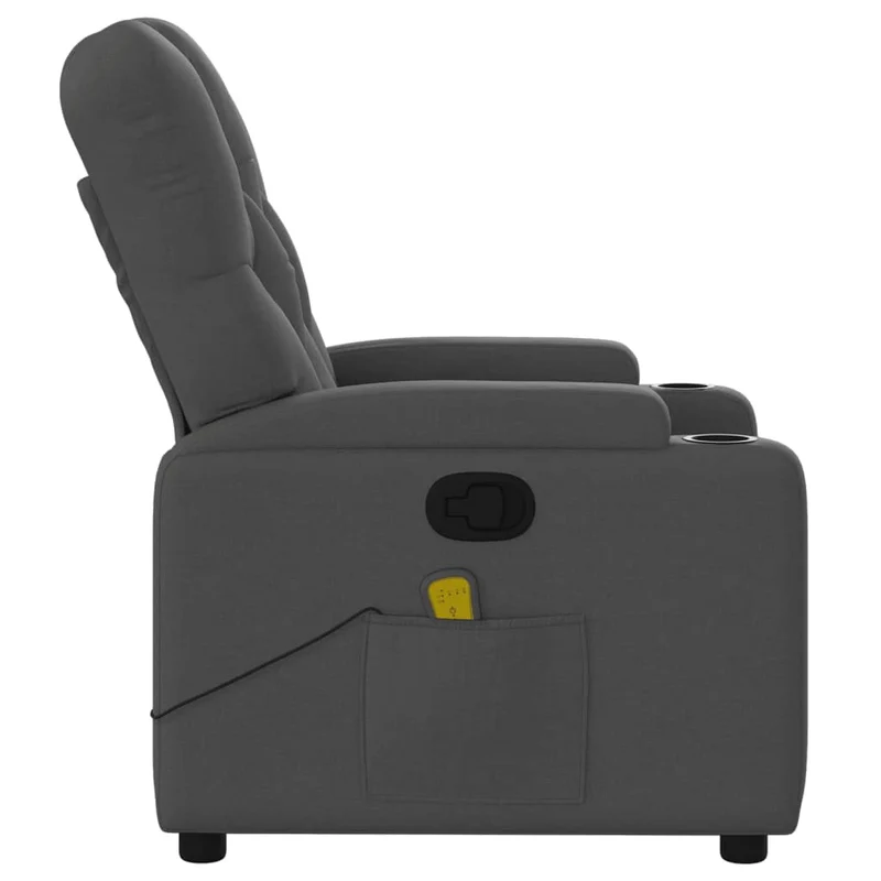 Fauteuil de relaxation TV fonction massage 6 points de massage inclinable en tissu gris foncé DEC026956