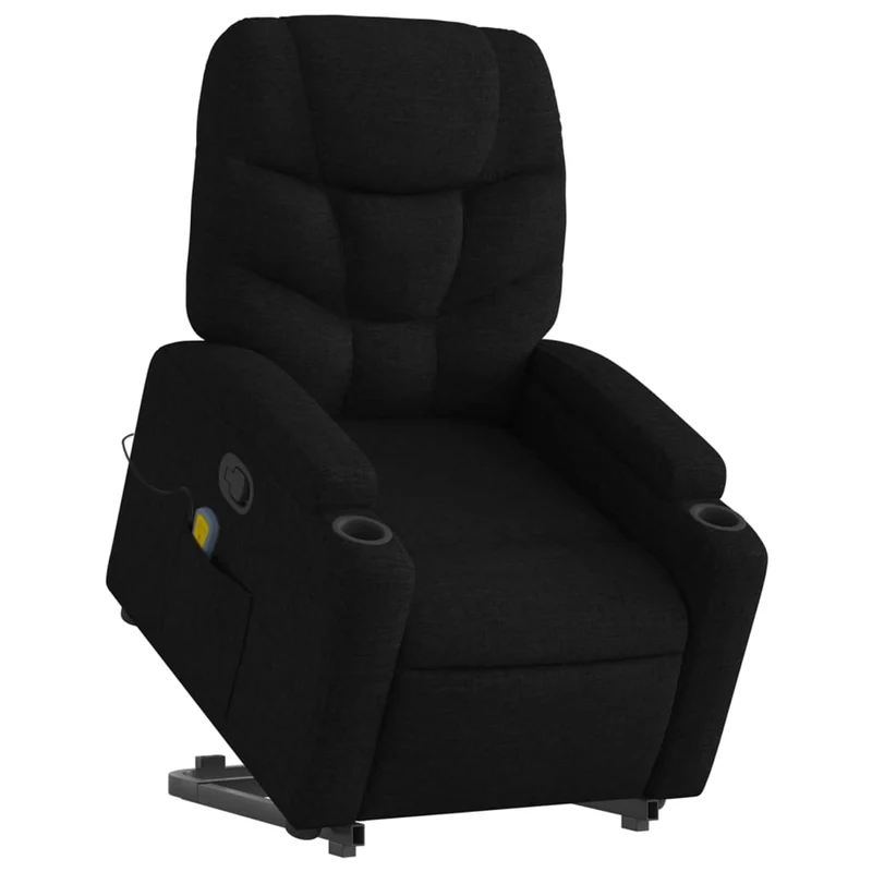 Fauteuil de relaxation TV fonction massage inclinable levage électrique en tissu noir DEC027054