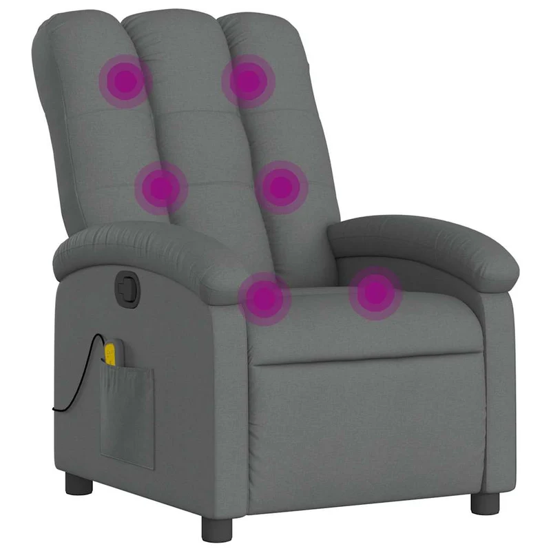 Fauteuil de relaxation TV fonction massage 6 points de massage inclinable en tissu gris foncé DEC026948