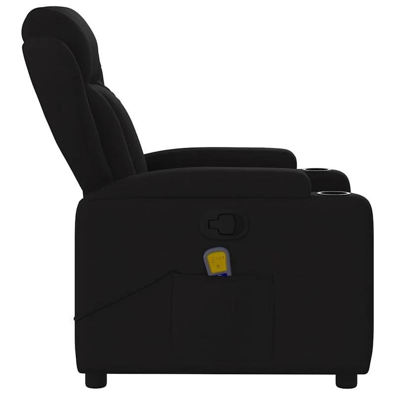 Fauteuil de relaxation TV fonction massage inclinable 6 points de massage en tissu noir DEC027044