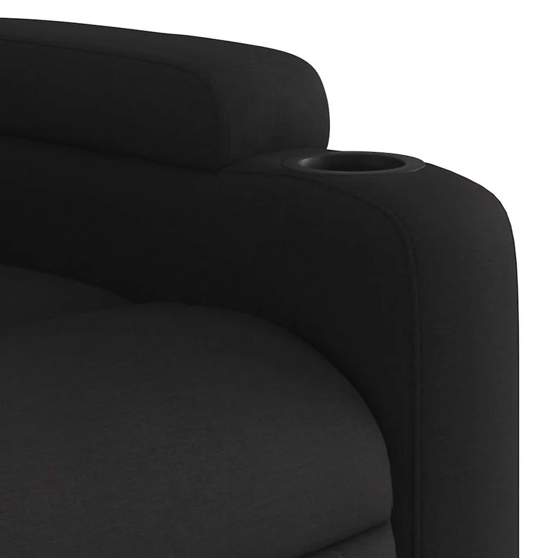 Fauteuil de relaxation TV fonction massage inclinable 6 points de massage en tissu noir DEC027044