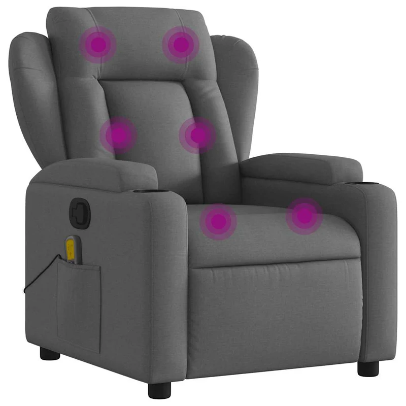 Fauteuil de relaxation TV fonction massage inclinable en tissu gris foncé DEC026943