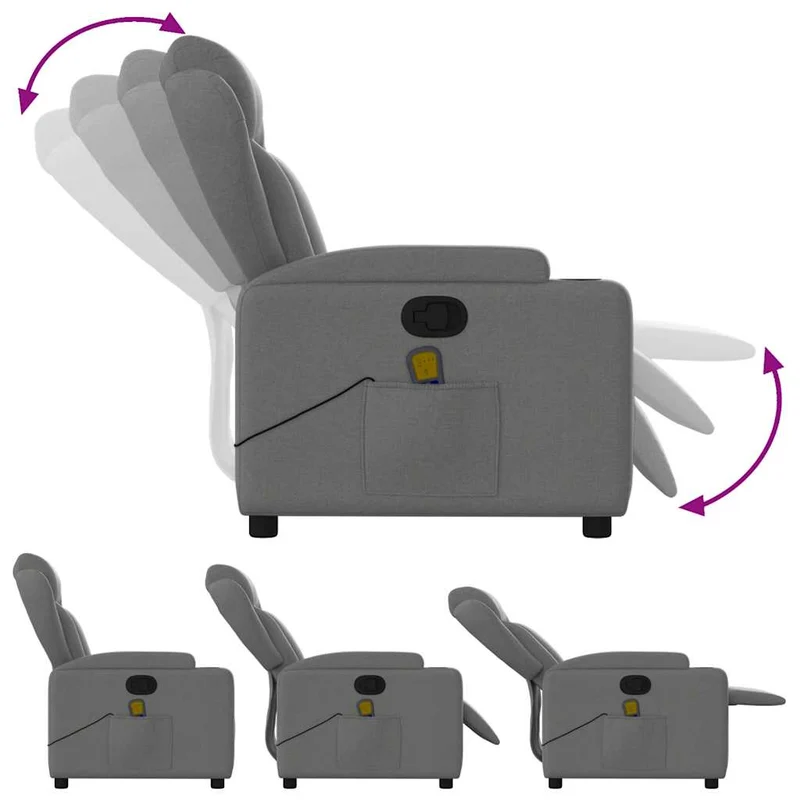 Fauteuil de relaxation TV fonction massage inclinable en tissu gris foncé DEC026943