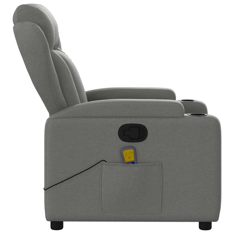 Fauteuil de relaxation TV fonction massage inclinable en tissu gris foncé DEC026943