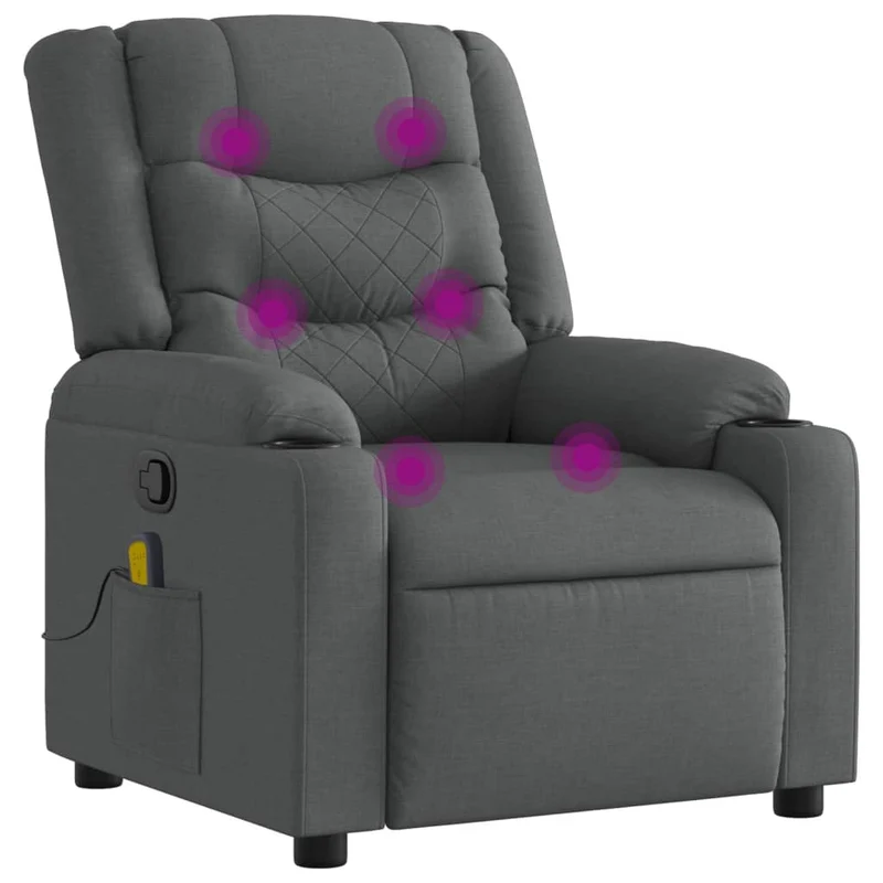 Fauteuil de relaxation TV fonction massage 6 points de massage inclinable en tissu gris foncé DEC026940