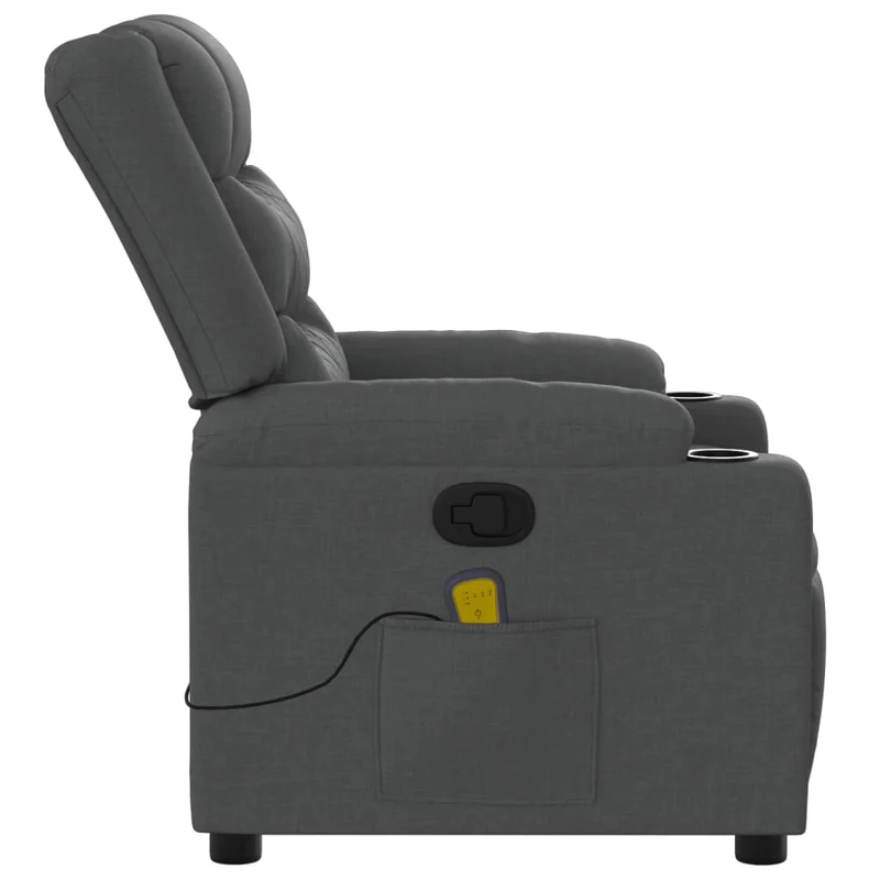 Fauteuil de relaxation TV fonction massage 6 points de massage inclinable en tissu gris foncé DEC026940