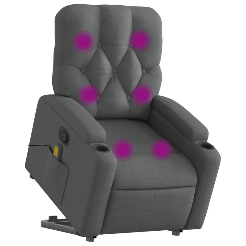 Fauteuil de relaxation TV fonction massage inclinable levage électrique en tissu gris foncé DEC026938