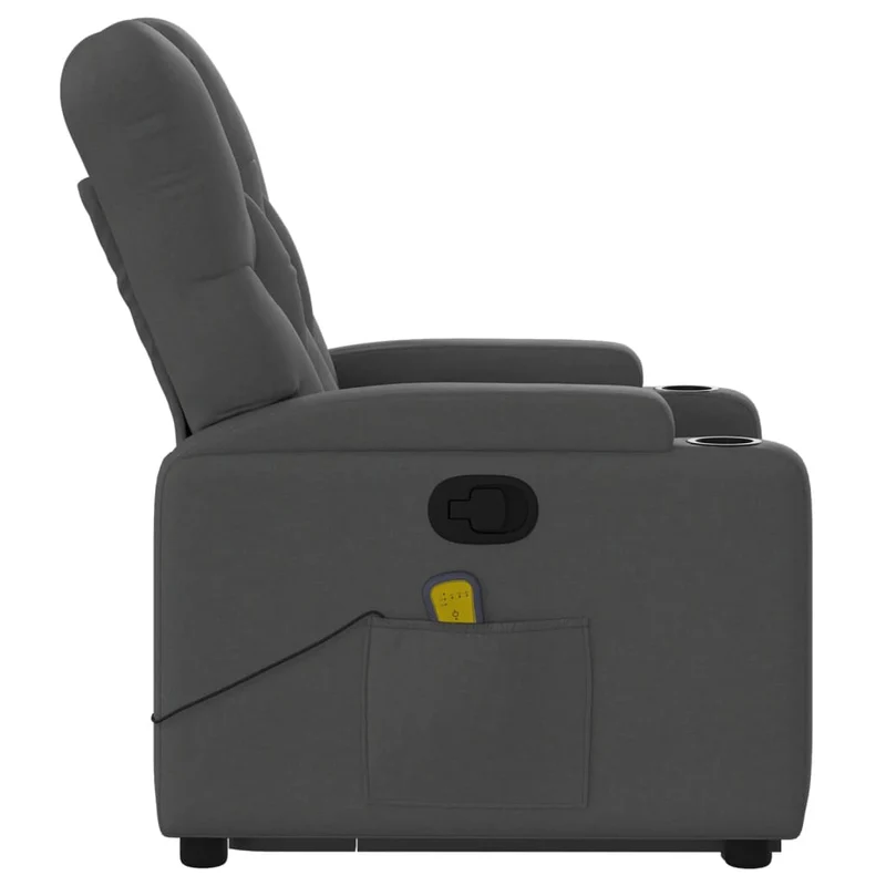 Fauteuil de relaxation TV fonction massage inclinable levage électrique en tissu gris foncé DEC026938