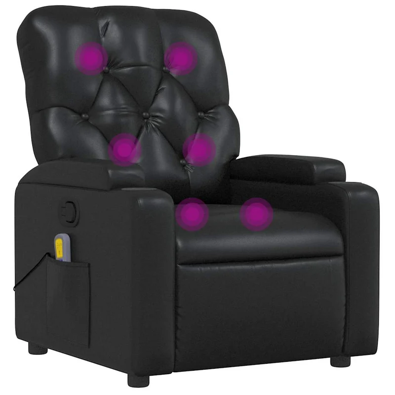 Fauteuil de relaxation TV fonction massage inclinable 6 points de massage en PVC noir DEC027030
