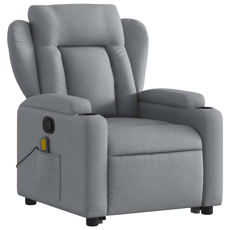 Fauteuil de relaxation TV fonction massage 6 points de massage inclinable en tissu gris clair DEC026918