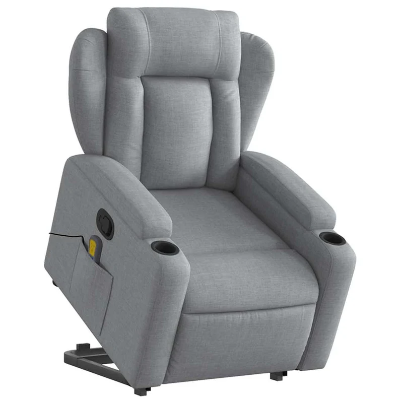 Fauteuil de relaxation TV fonction massage 6 points de massage inclinable en tissu gris clair DEC026918