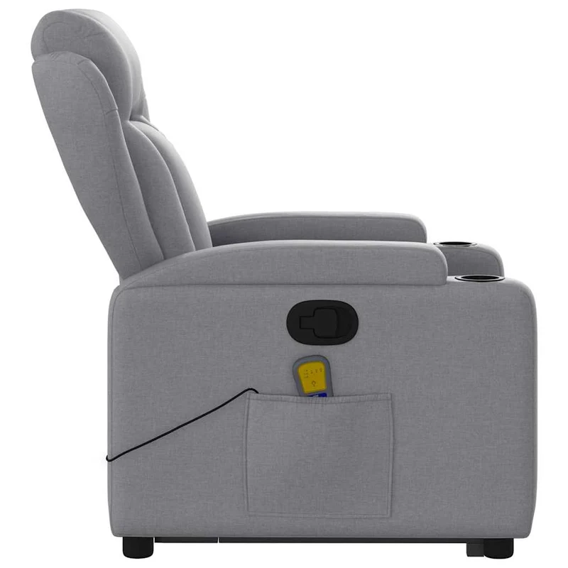 Fauteuil de relaxation TV fonction massage 6 points de massage inclinable en tissu gris clair DEC026918