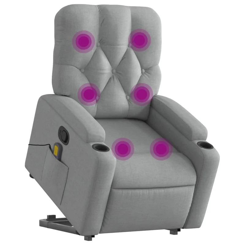 Fauteuil de relaxation TV fonction massage inclinable levage électrique en tissu gris clair DEC026911
