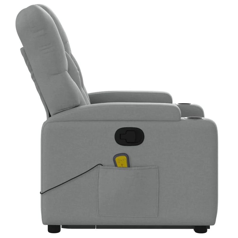 Fauteuil de relaxation TV fonction massage inclinable levage électrique en tissu gris clair DEC026911